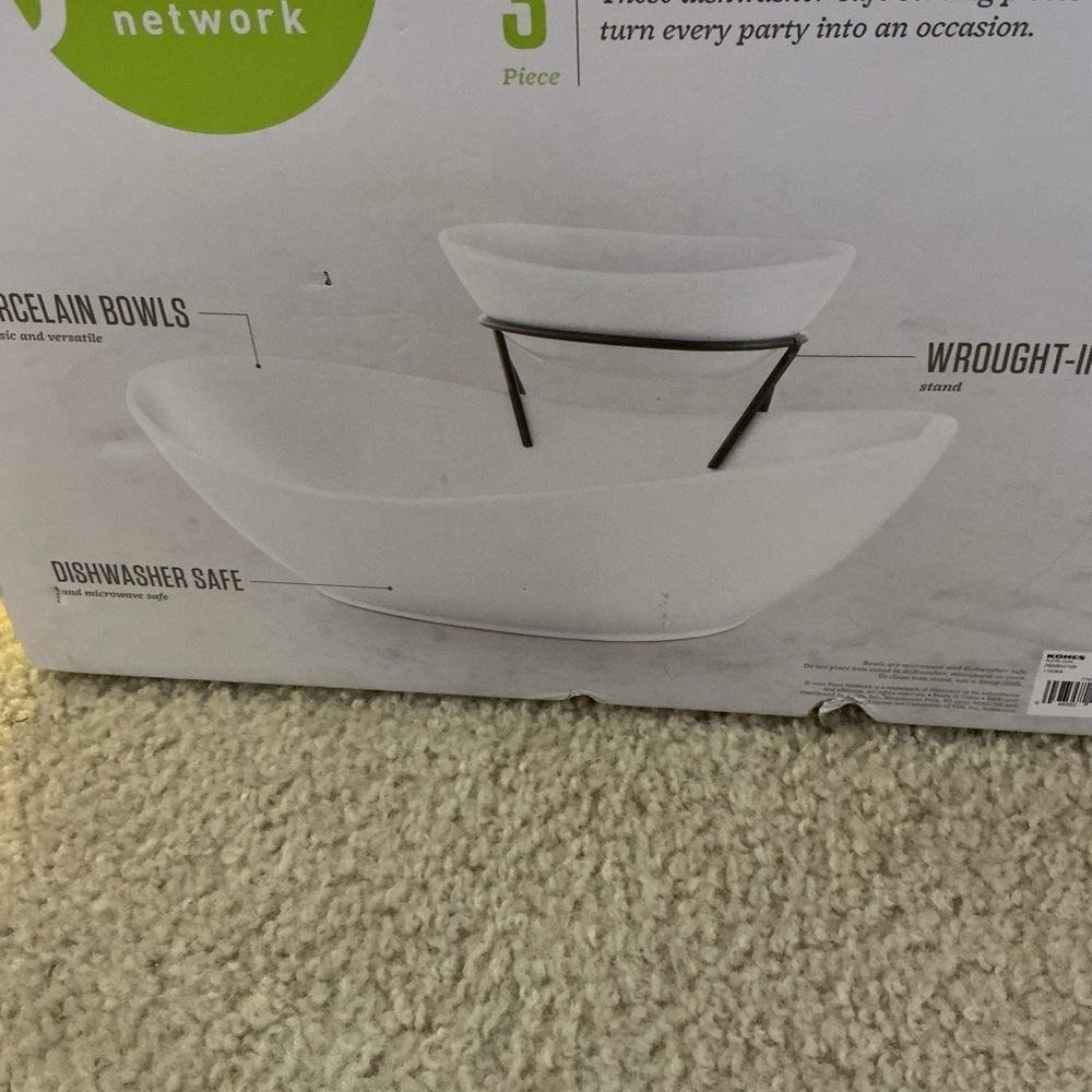 Food Network Porcelain Chip & Dip Set - White and Black - Picture 3 of 6